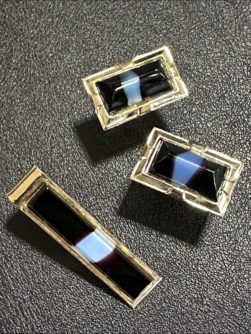 Three Piece Cuff Links & Tie Clip